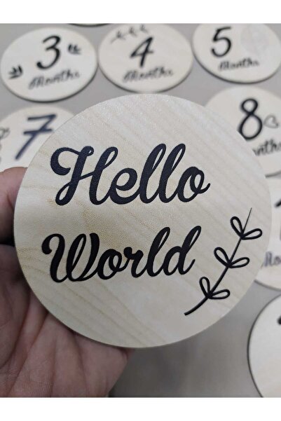 Ceylin Hobi Hediyelik english, 12 Month Record Set Wooden Baby Photo Cards, m...