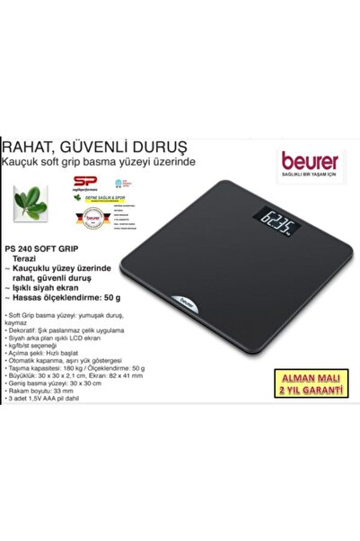 Beurer Ps 240 Işıklı Siyah Lcd Dijital Baskül (180 Kg Kapasiteli