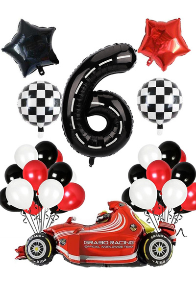Patladı Gitti 6 Yaş Yarış Arabası Temalı Doğum Günü Parti Kutlama Balon Seti