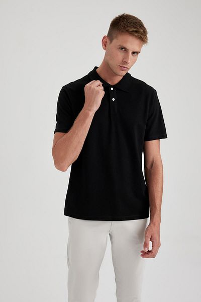 DeFacto Kurzarm-T-Shirt mit Polokragen und normaler Passform
