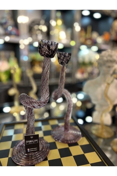 KARCILAR HOME STORE Karcılar home Store ev dekorasyonu 2 li cam mor renk Şam’dan