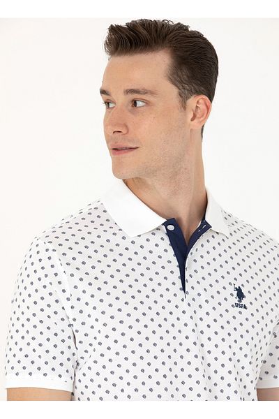 U.S. Polo Assn. Πόλο Ασν. Ανδρικό μπλουζάκι Polo Neck White OTAVAIY023