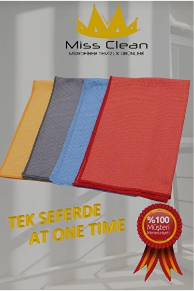 alltheclean MİSSCLEAN(4 Pieces) Glass And Mirror Cloth Microfiber Cleaning Cloth No Drying Required 40*60 CM