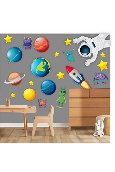 Think And Print Uzayda Astronot Uzay Mekiği Gezegenler Ve Yıldızlar Duvar Cam...