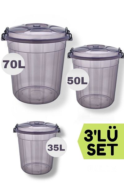 TAKYAKA Premium Lockable Food / flour / Pulses Storage Bucket 35/50/70 Lt Triple Set