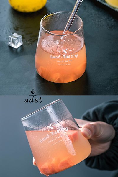 Sekiz8 6 Pieces Good Tasting Heat Resistant Borosilicate Glass Trend Coffee Presentation, Soft Drink Glass, 350ml