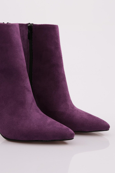 DGN Topuğu Taşlı Kadın Kadeh Topuklu Bot Mor 6822535