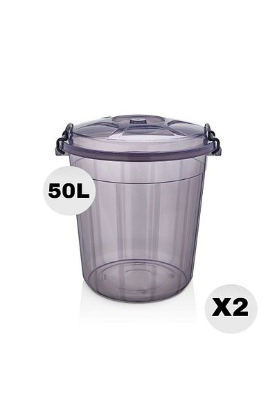 TAKYAKA Premium Lockable Food Flour Pulses Storage Bucket 50 Lt 2 Pieces Extra Large Size