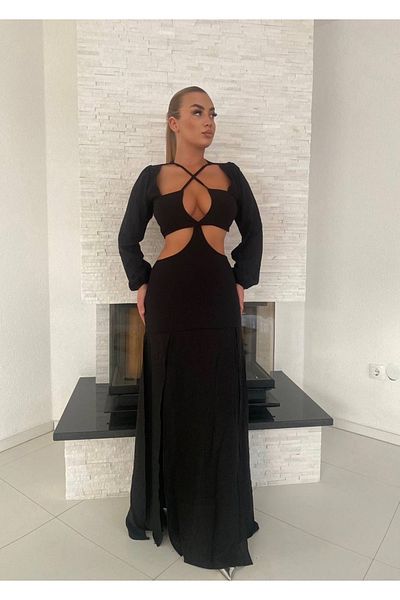 hipnoz butik Γυναικείο λινό μακρύ φόρεμα