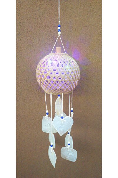 Antioch Art And Design Led Işıklı Beyaz Dekoratif Deniz Kabuklu 73 Cm Hasır R...