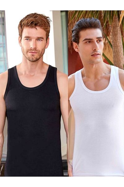 Berrak 8 Pack (8 Pieces) Black-White 100% Cotton Men's Undershirt