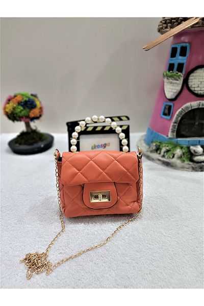 ikosga HANDBAGS AND HANDBAGS WITH PEARL HANDLE WITH SOFT CHAIN ORANGE