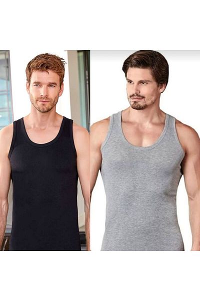 Berrak 10 Pack (10 Pieces) Black-Grey Cotton Men's Undershirts
