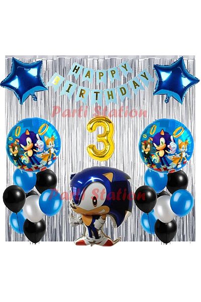 Parti Station Fox Sonic Boom Concept 3 Year Old Balloon Set Sonic Boom Theme Birthday Background Decoration Balloon Set