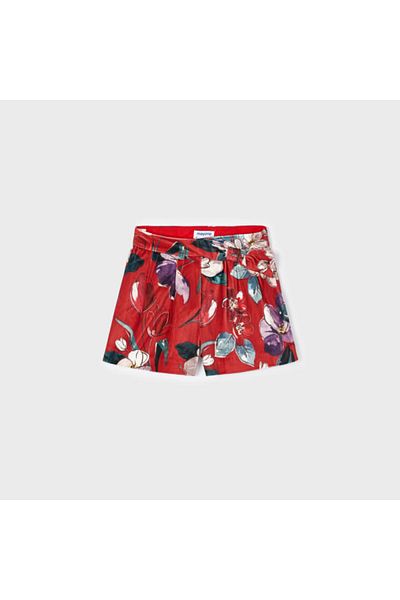 MAYORAL Girl's Leaf Patterned Velvet Shorts Red L24K4213