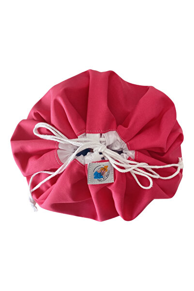 Karma Kids حقيبة مكياج متعددة الوظائف مبطنة مقاومة للماء، باللون الوردي، برباط