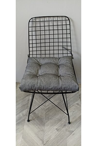 ERVA Pofidik Eco Gri Siyah Kare Sandalye Minderi m&ro 40x40 cm