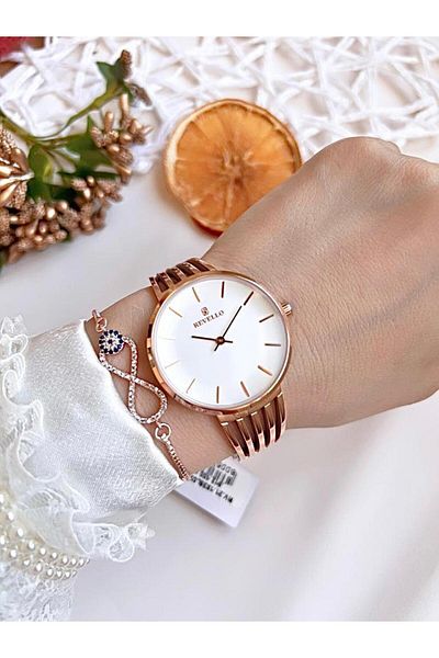 Revello BLKT.2.615 Revello Elite Model Bronze/Rose Special Color 30 Mt Waterproof+Wristband Lady Wristwatch
