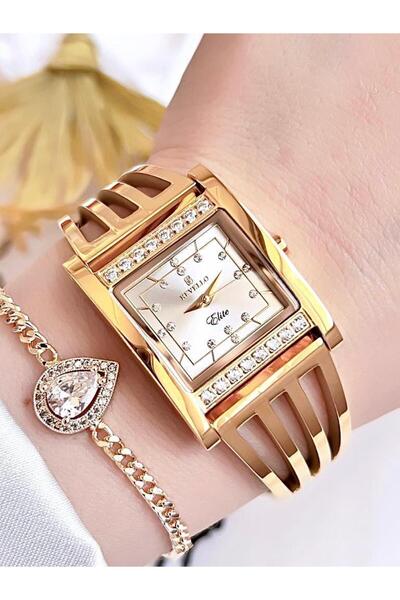 Revello RVL-1847-F Revello Kaburga serisi Altın Kaplama Kararmaz Taşlı 3Atm Su Geçirmez+Bileklik