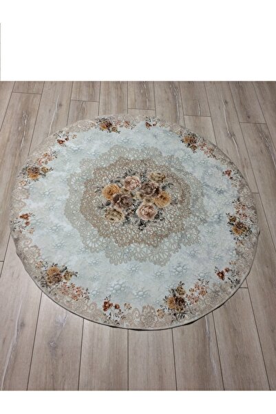 Tuğra Daire Şeklinde Desenli Alt Kısmı Dokuma Kilim 140 Cm Çaplı