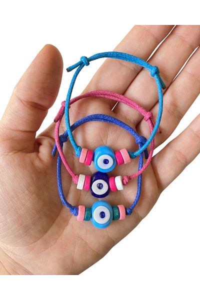 TAKI BY EKİN 3-Piece Adult Bracelet with Glass Evil Eye Beads