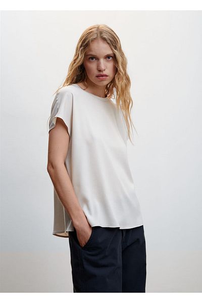 MANGO Woman Contrast Piece Blouse