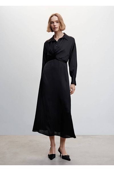MANGO Woman Wrapped Cut Shirt Dress