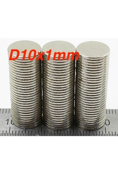 Hdg 10 adet Yuvarlak Neodyum Mıknatıs Magnet - Çap 1 cm - Kalınlık : 1 mm