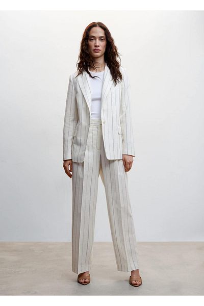 MANGO Woman Striped Fabric Trousers