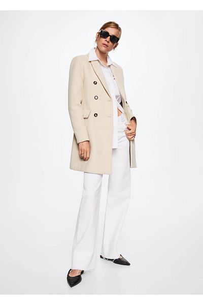 MANGO Woman Double Breasted Cut Wool Coat