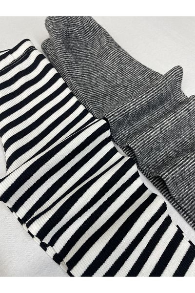 Berat moda Flexible Ribbed Striped - Smoked 2-Piece Girls - Boys Winter Children's Tights