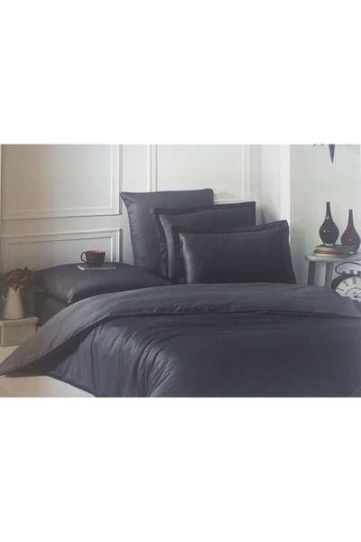 Akfil Life طقم غطاء لحاف مزدوج سادة رمادي - 100% قطن 57 خيط طقم غطاء لحاف مزد...