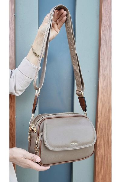 MEGA Women's Dark Mink Medium Size Multi Compartment Original Shoulder and Crossbody Bag