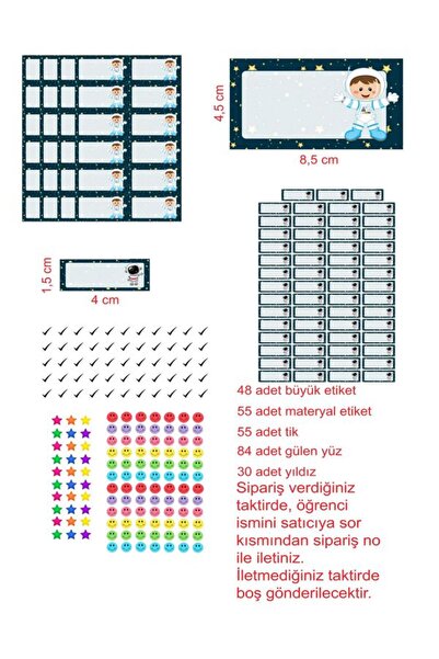 EyER Shoping Astronautska knjiga, sveska, školska etiketa, 270 komada kroj