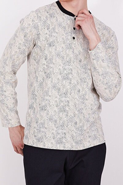 Arnetta Buttoned Collar Long Sleeve Men's Pajama Set