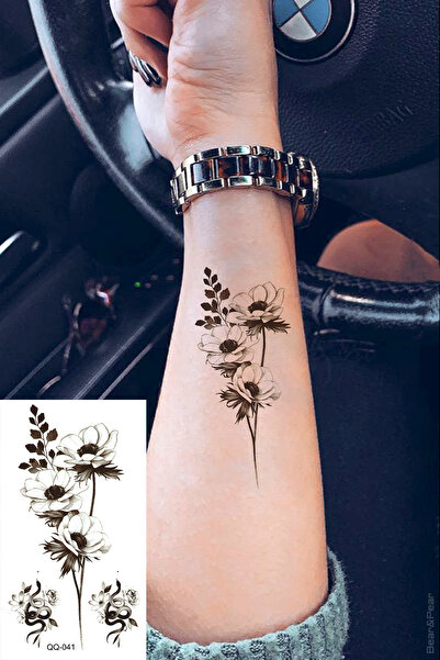 BP Tattoo Minimal Çiçek ve Yılanlı Geçici Dövme