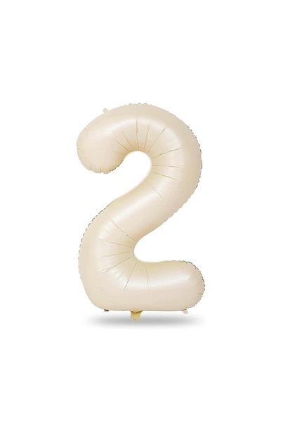 Patladı Gitti 2 Number Cream Foil Balloon 34 inch 76-82 cm