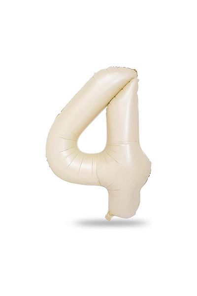 Patladı Gitti 4 Number Cream Foil Balloons 34 inch 76-82 cm