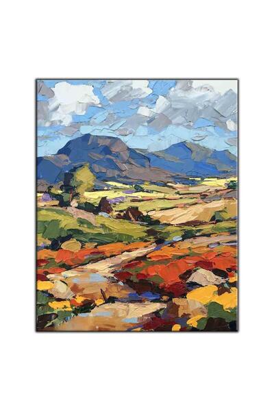 tablodekor SOYUT DAĞ MANZARASI YAĞLI BOYA DOKULU TABLO