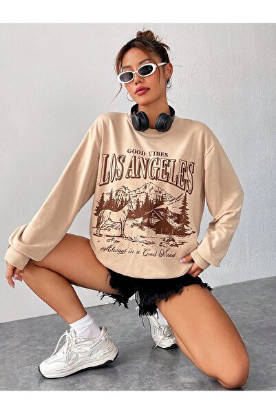 Adrift EZwear KOD ADR-SHEN grafička majica sa spuštenim ramenima i planinskim...