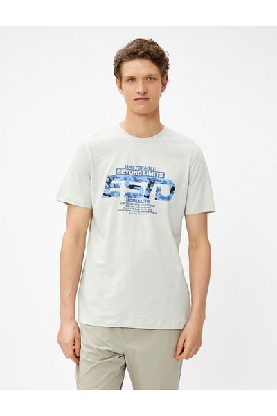 Koton Tricou din bumbac imprimat cu slogan cu gât