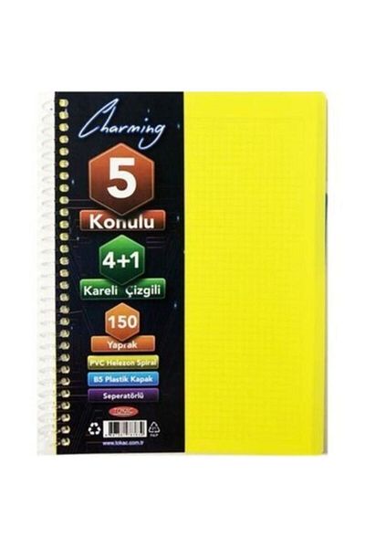 Tokaç A4 4 1 Subiect 125 coli Caiet 125 pagini 4 pătrate 1 riglat roșu