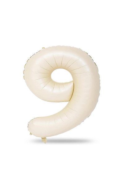 Patladı Gitti 9 Number Cream Foil Balloon 34 inch 76-82 cm