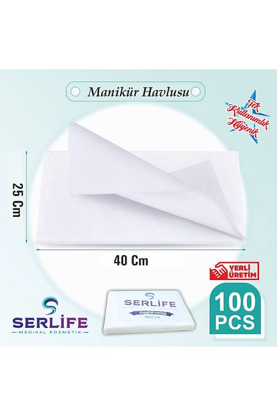 SERLİFE 40X25 100 PIECES POURED 1 PACKAGE DISPOSABLE MANICURE TOWELS