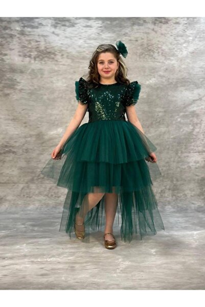 Fatma Kına Fenomen Kids Pullu Katkat Kuyruklu Tarz Çocuk Abiye