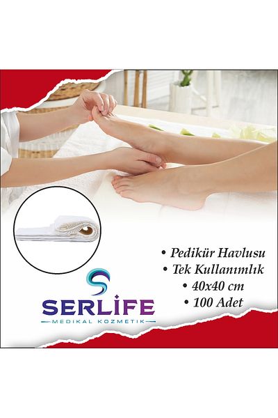 SERLİFE 40X40 300 PCS 3 PACK CASTED DISPOSABLE PEDICURE TOWELS