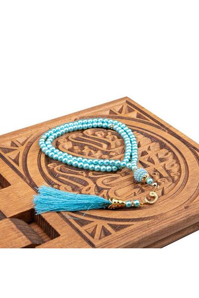 Hayrat Neşriyat Turquoise Pearl Rosary - 99Pcs, 6mm, Prince Model