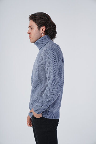 Trist Star Μάλλινο πουλόβερ με πλεκτό ζιβάγκο με πλεκτό ανδρικό τρίχωμα Aviator