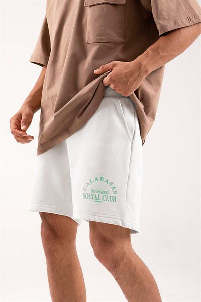 Renkli Store BHM Comfortable Loose Fit Calabasas Printed Unisex Shorts - Gray