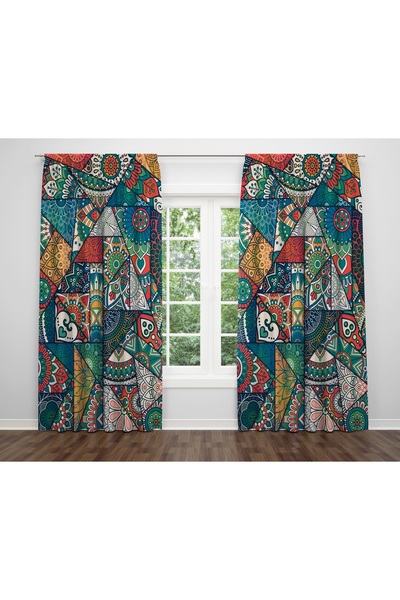 ALBANHOME Alban Home Modern Desen Dijital Baskı Çift Kanat Fon Perde